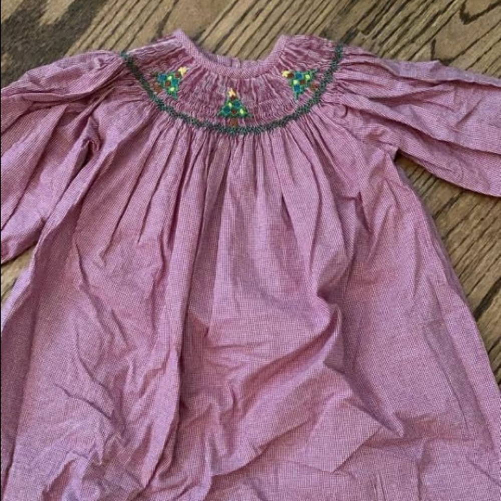 Silly goose smocked Christmas tree dress, size 12M